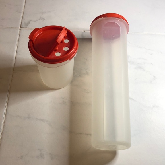 Tupperware Other - Tupperware pasta and Parmesan containers/ cylinders. Red lids.  Great set!